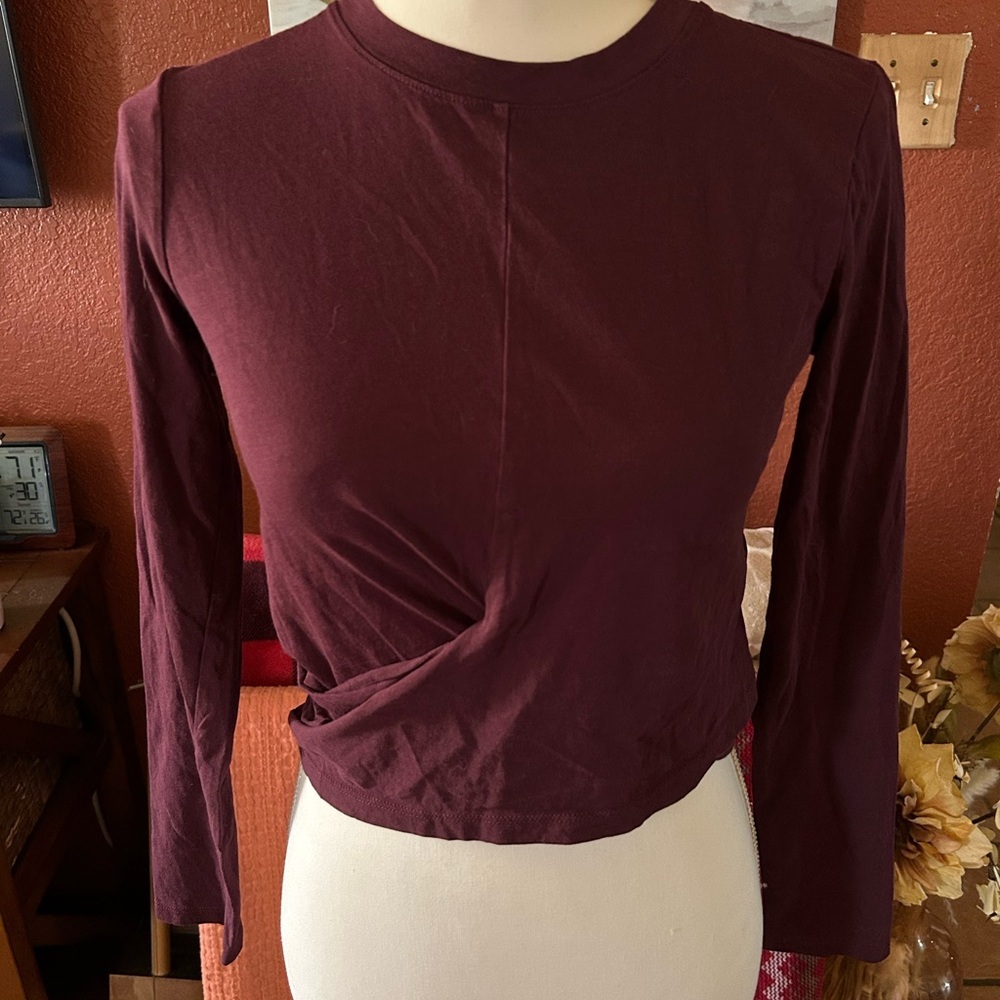 Joie Women’s Kamella Long Sleeve Cross Over Plum Color Top Size XS